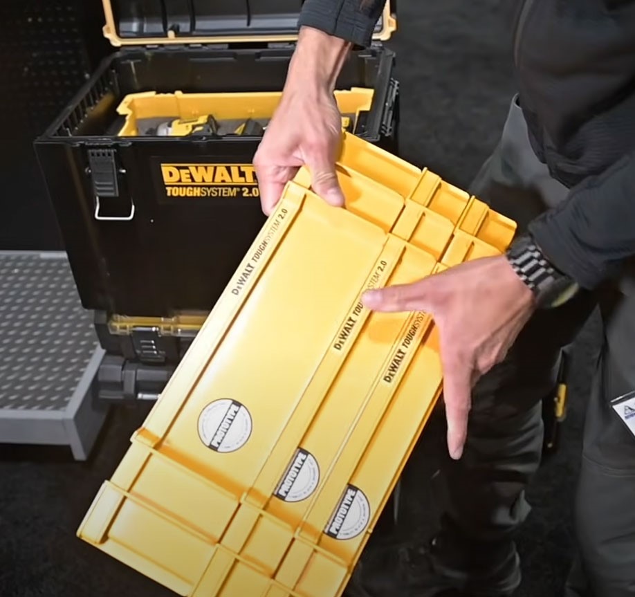 DEWALT TOUGHSYSTEM 2.0 Deep Tool Tray | Yellow Polypropylene | Heavy-Duty Storage